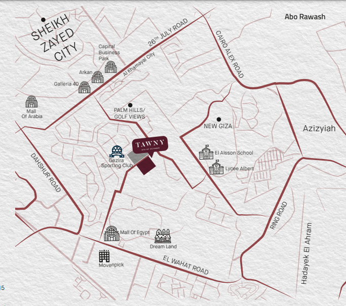 موقع كمبوند تاوني هايد بارك 6 اكتوبر